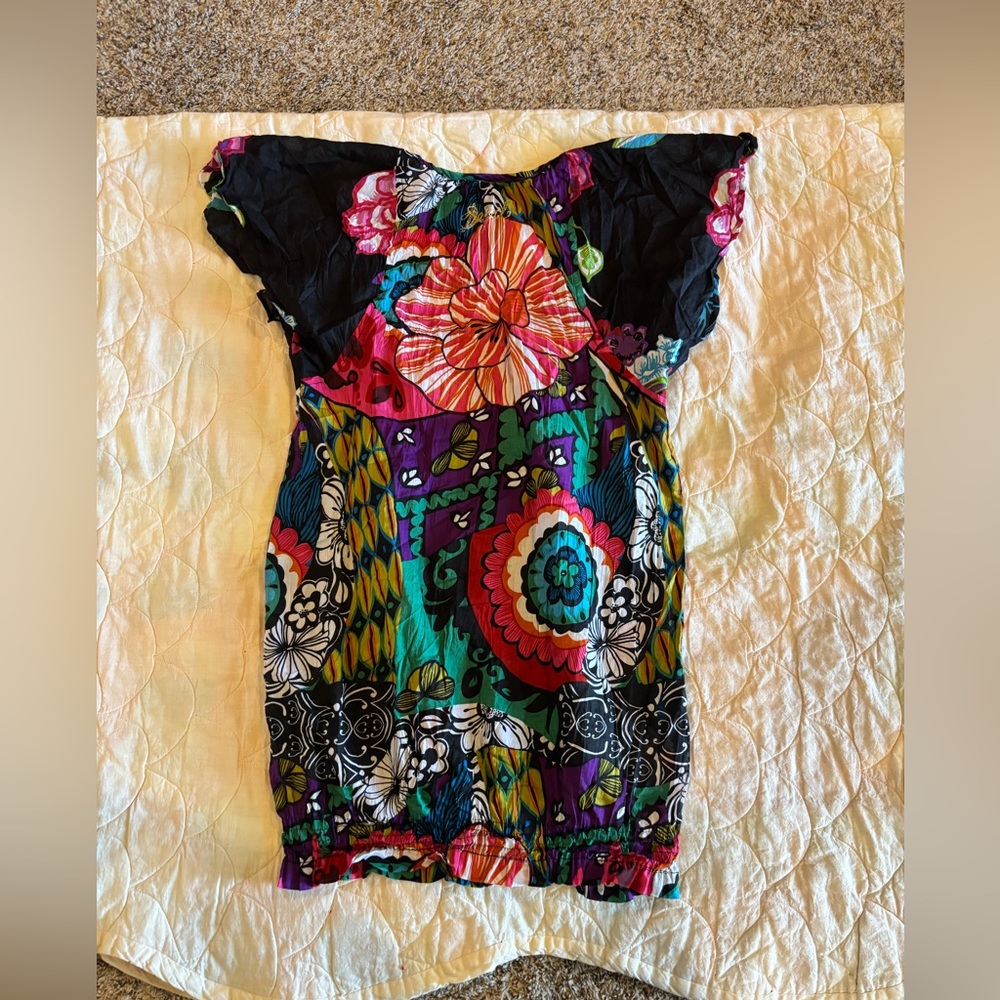 E4 Desigual Multicolor Floral Boho Blouse Size L - Picture 5 of 10